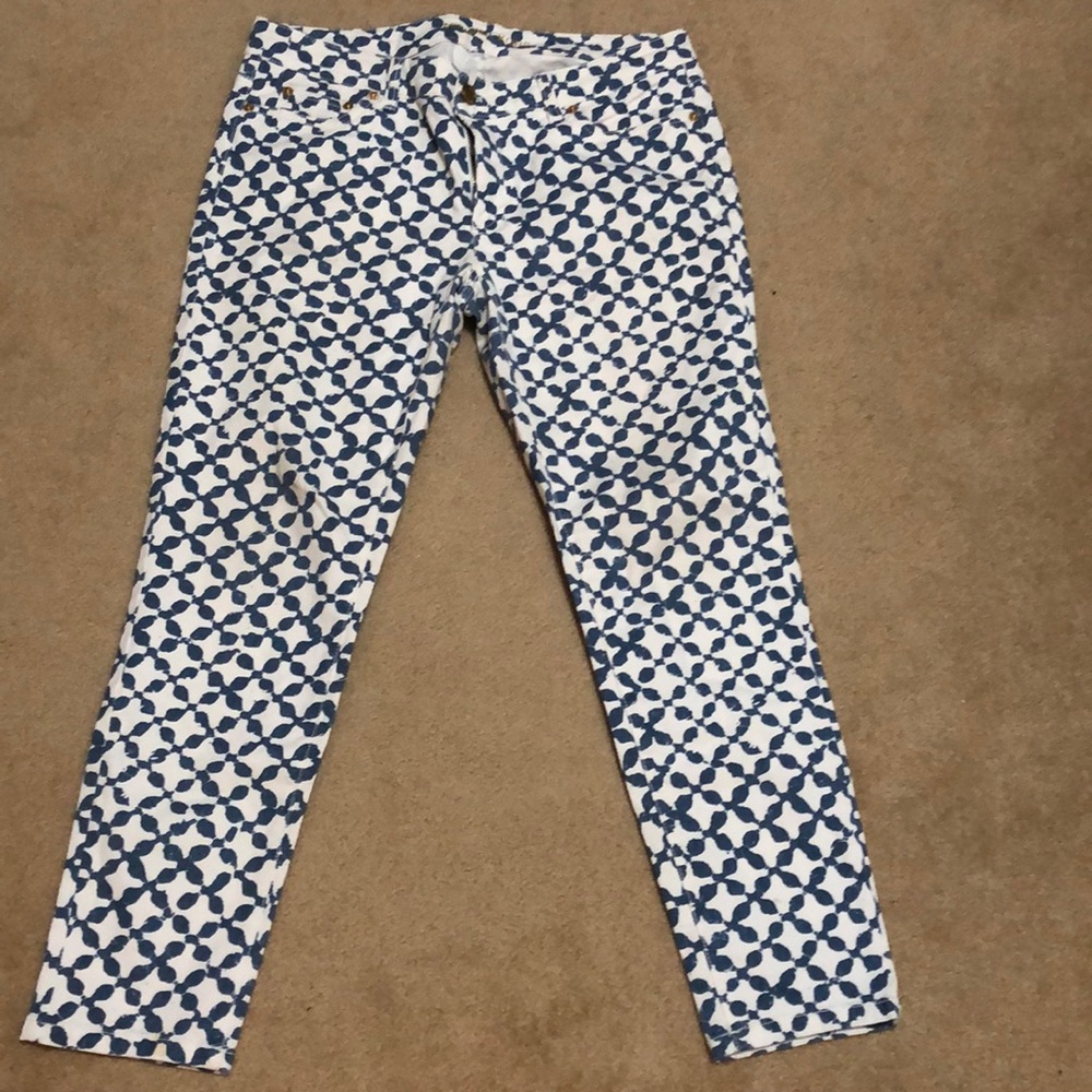 Michael kors cropped jeans in blue and white